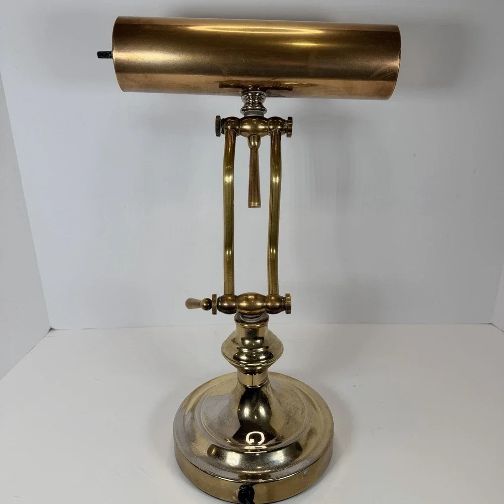VTG Underwriters Laboratories Brass /Metal Bankers Desk Adjustable Lamp Art Deco